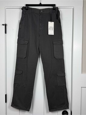 Stradivarius Cargo Fit Charcoal Gray Pants Womens Size 6 Utility NWT